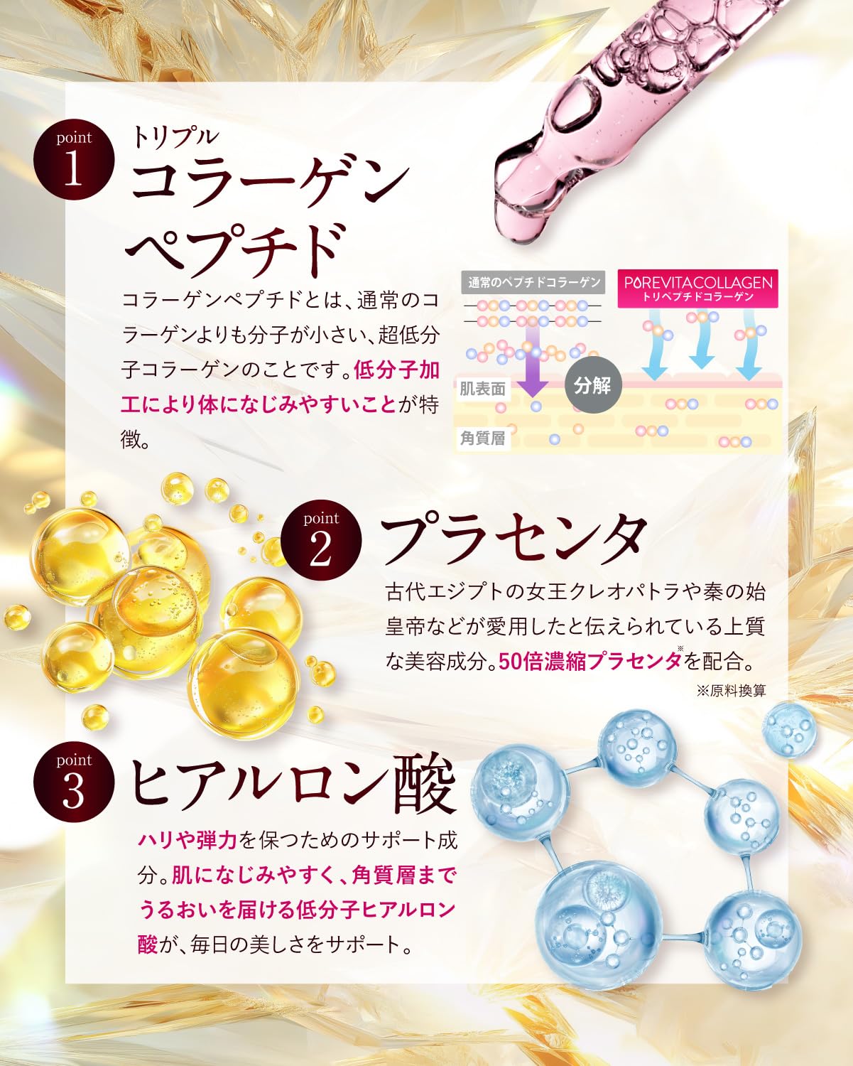 PUREVITA Triple Collagen 18,000mg | Placenta & Hyaluronic Acid | 30-Day Beauty Supplement |Made in Japan